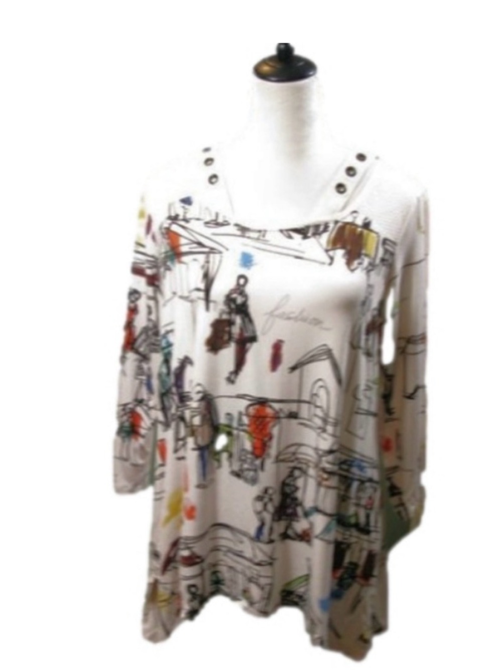 Ali Mikes Artistic Graphic Top with 3/4 Sleeves size M